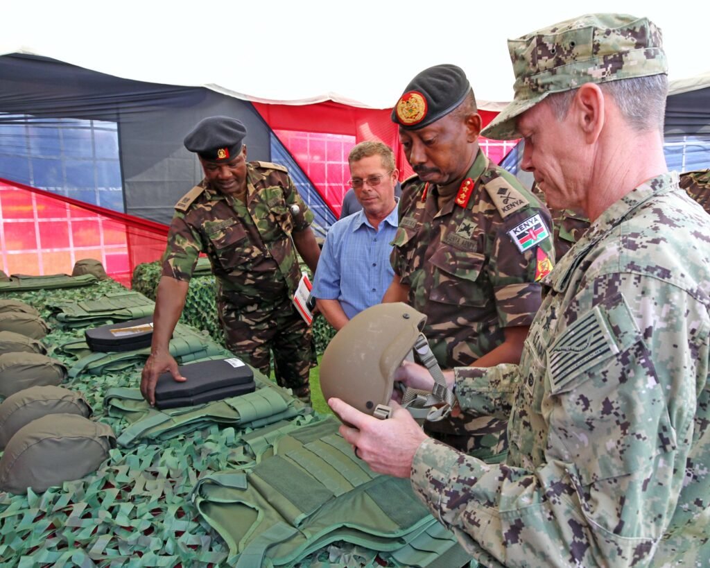 The U.S. military Africa Command AFRICOM hands over personal protective equipment to the Kenya Defence Forces.